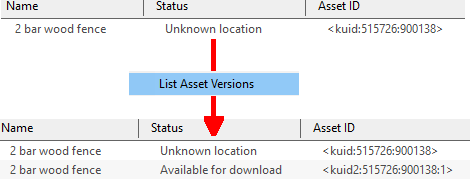 Versions of an Unknown Location asset